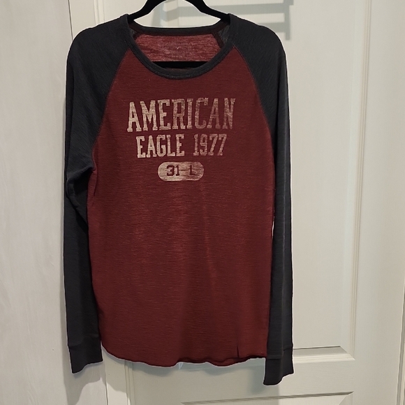 American Eagle Outfitters Red and Black Long Sleeve Tee - Picture 1 of 5